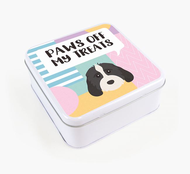 'Paws Off' Square Tin for Rescue Dog's Treats