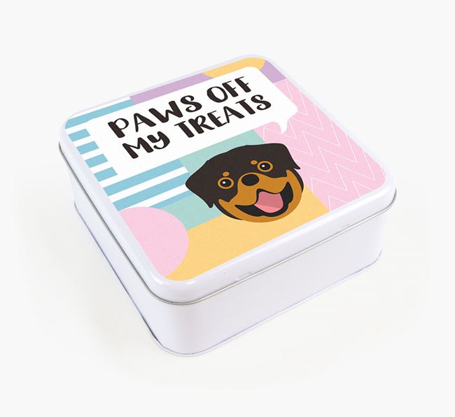 'Paws Off' Square Tin for Rottweiler's Treats