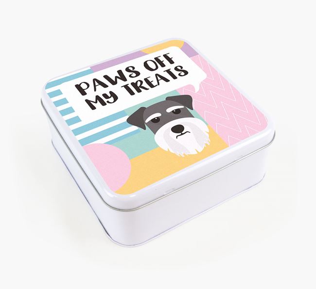 'Paws Off' Square Tin for Schnauzer's Treats