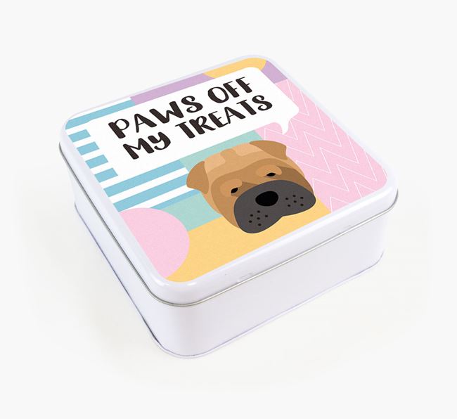 'Paws Off' Square Tin for Shar Pei's Treats