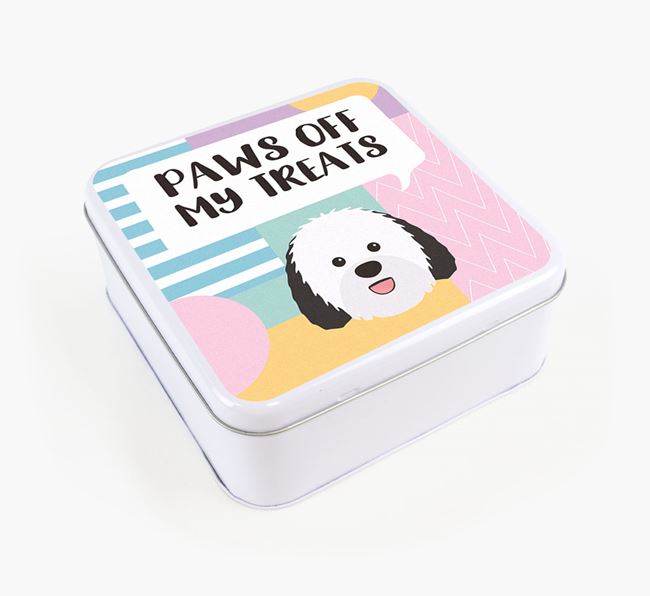 'Paws Off' Square Tin for Sheepadoodle's Treats