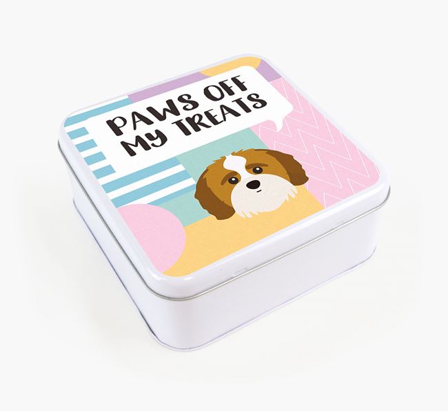 'Paws Off' Square Tin for Shih-poo's Treats