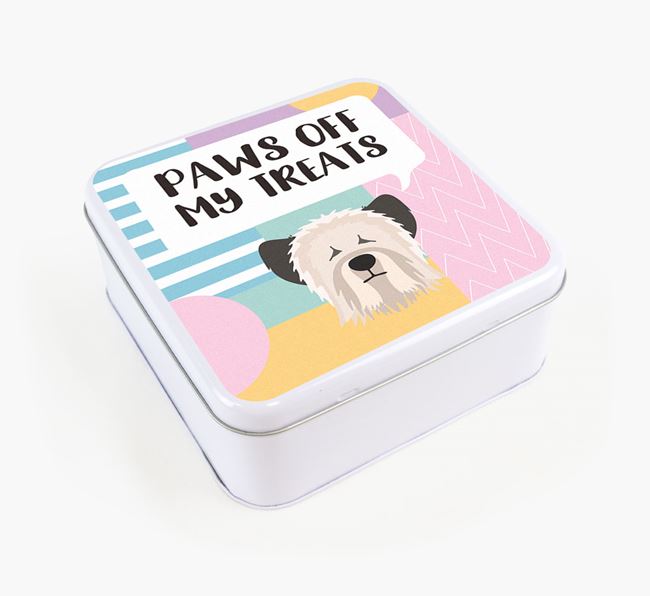 'Paws Off' Square Tin for Skye Terrier's Treats