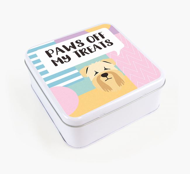 'Paws Off' Square Tin for Soft Coated Wheaten Terrier's Treats