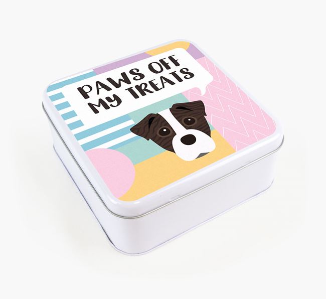'Paws Off' Square Tin for Staffy Jack's Treats