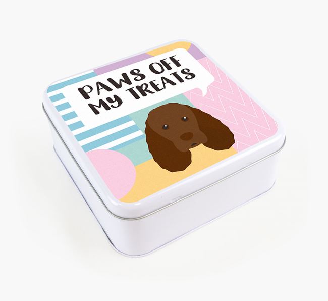 'Paws Off' Square Tin for Sussex Spaniel's Treats