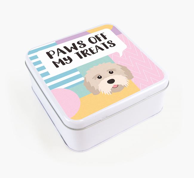 'Paws Off' Square Tin for Tibetan Terrier's Treats