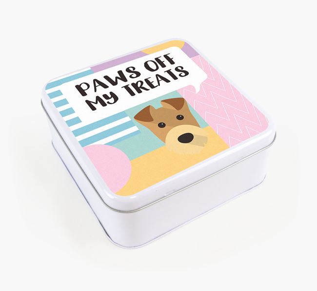 'Paws Off' Square Tin for Welsh Terrier's Treats