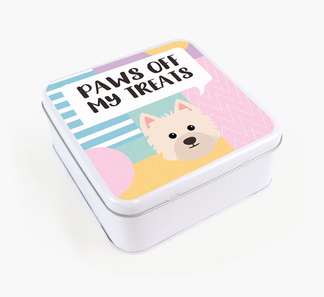 'Paws Off' Square Tin for Westiepoo's Treats