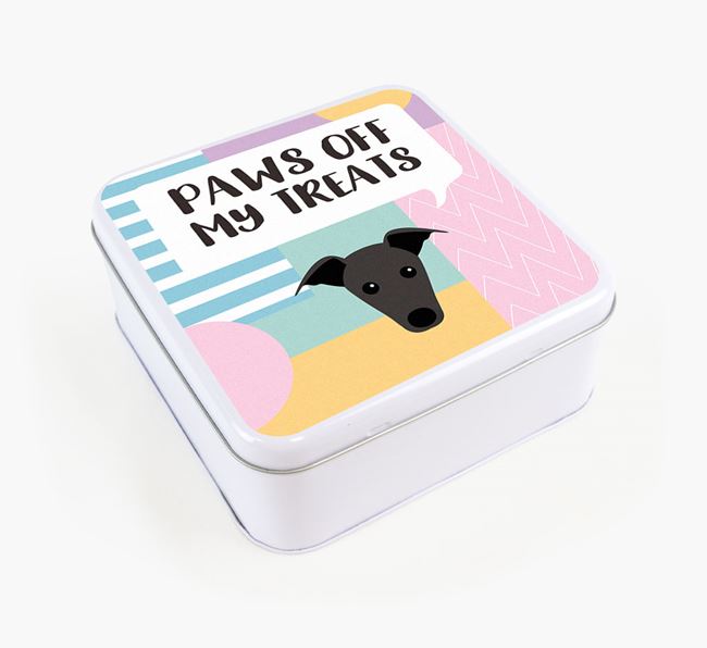 'Paws Off' Square Tin for Whippet's Treats